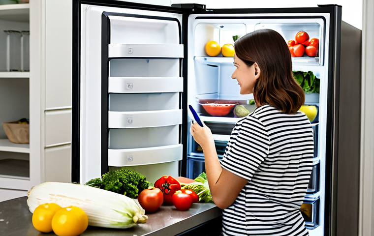 음식물 쓰레기 처리 가이드와 해결 방안 - Smart Meal Planning**
A person in a bright, modern kitchen, writing a shopping list next to a well-...